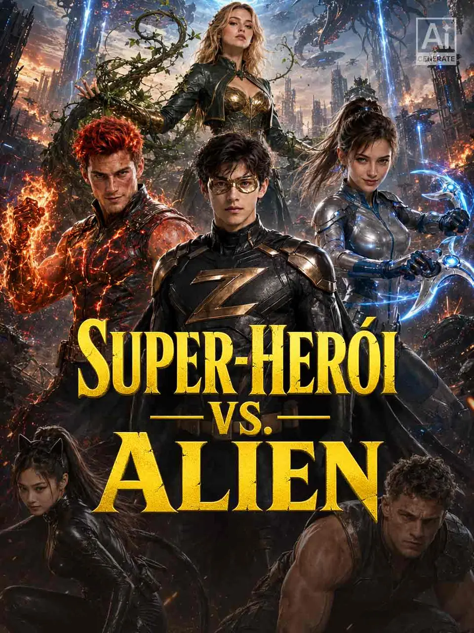 Capa de Super-Herói vs. Alien