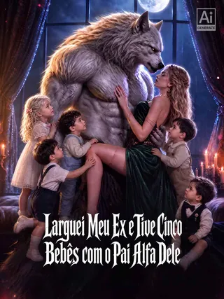 Capa de Larguei Meu Ex e Tive Cinco Bebês com o Pai Alfa Dele